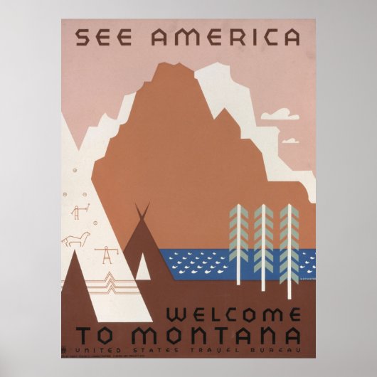 Vintage Poster Promoting reizen naar Montana. 2 (Voorkant)