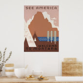 Vintage Poster Promoting reizen naar Montana. 2 (Keuken)