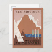 Vintage Poster Promoting reizen naar Montana. 2 Briefkaart (Voorkant / Achterkant)