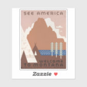Vintage Poster Promoting reizen naar Montana. 2 Sticker (Vel)