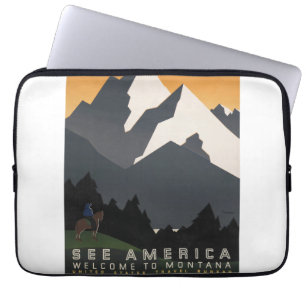 Vintage Poster Promoting reizen naar Montana. Laptop Sleeve