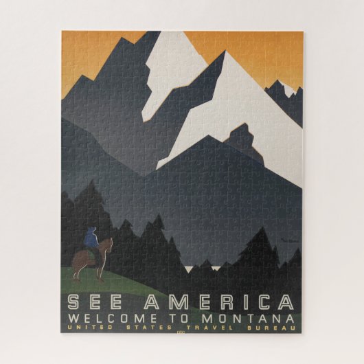 Vintage Poster Promoting reizen naar Montana. Legpuzzel (Verticaal)
