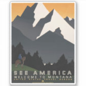 Vintage Poster Promoting reizen naar Montana. Sticker (Voorkant)