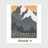 Vintage Poster Promoting reizen naar Montana. Sticker (Vel)