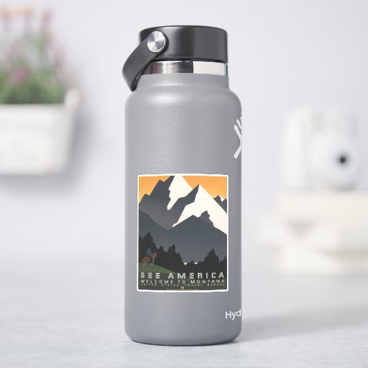 Vintage Poster Promoting reizen naar Montana. Sticker (HydroFlask)