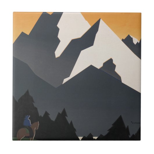 Vintage Poster Promoting reizen naar Montana. Tegeltje (Voorkant)