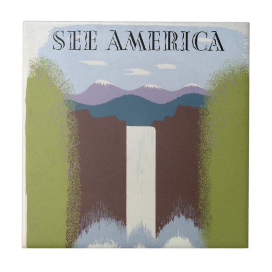 Vintage Poster Promoting reizen naar nationale par Tegeltje (Voorkant)