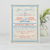 Vintage Poster Red, White & Blue Wedding Kaart (Staand voorkant)
