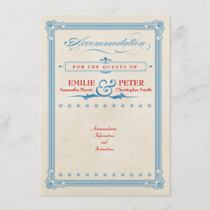 Vintage Poster Red, White en Blue Accommodations Informatiekaartje
