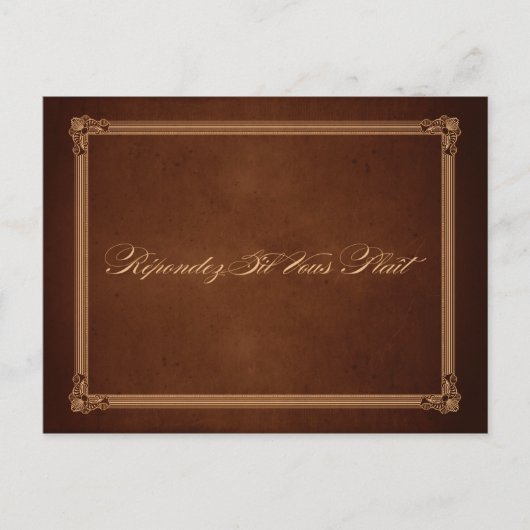 Vintage Poster Rich Brown Wedding RSVP Briefkaart (Voorkant)