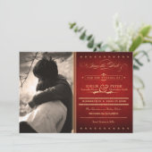 Vintage Poster Rich Red Photo Save the Date (Staand voorkant)
