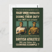 Vintage Poster: Rugby-spelers vragen om dienst Briefkaart (Voorkant / Achterkant)