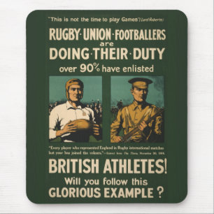 Vintage Poster: Rugby-spelers vragen om dienst Muismat