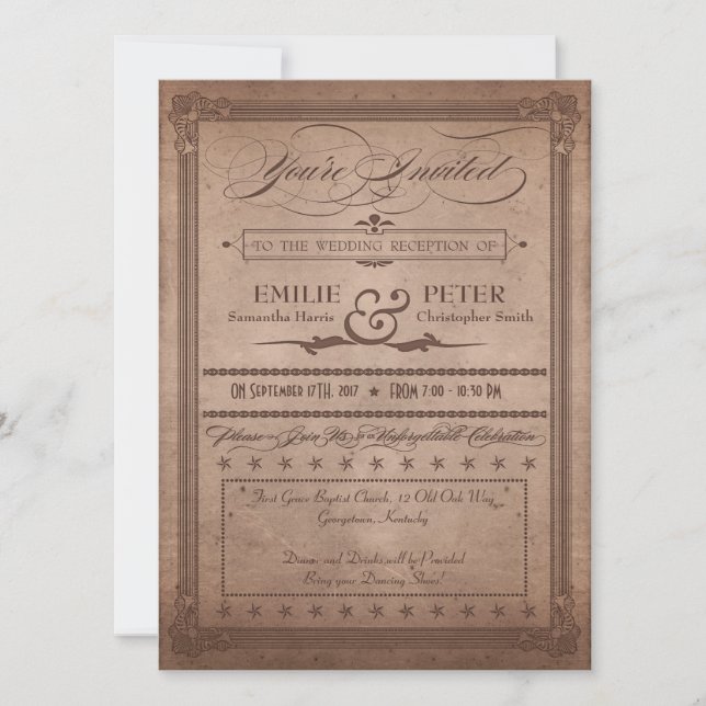 Vintage Poster Rustic Caca Reception Only Weddensc (Voorkant)