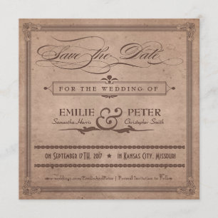 Vintage Poster Rustic Cocoa Save the Date