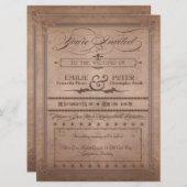 Vintage Poster Rustic Cocoa Wedding & Reception Kaart (Voorkant / Achterkant)