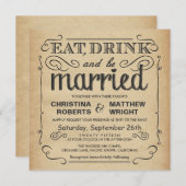 Vintage Poster Rustic Wedding - Square Kaart (Voorkant / Achterkant)