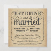 Vintage Poster Rustic Wedding - Square Kaart (Voorkant)
