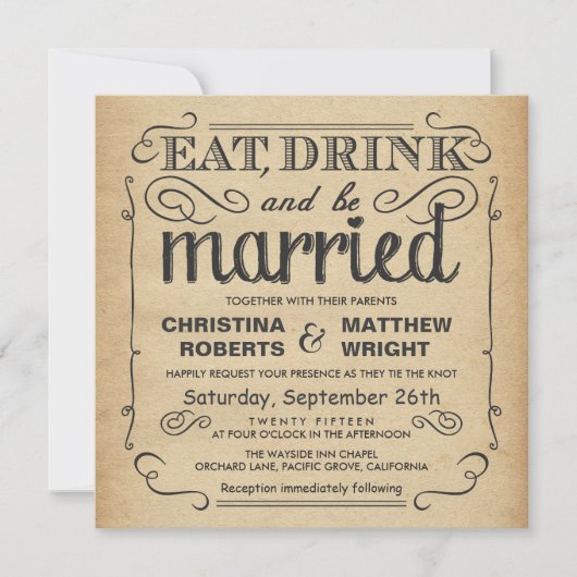 Vintage Poster Rustic Wedding - Square Kaart (Voorkant)