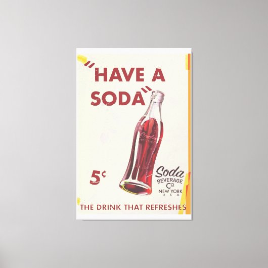 Vintage Poster Soda Canvas Afdruk (Voorkant)