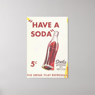 Vintage Poster Soda Canvas Afdruk
