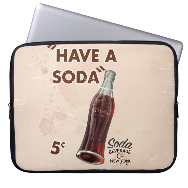 Vintage Poster Soda Laptop Sleeve (Voorkant)