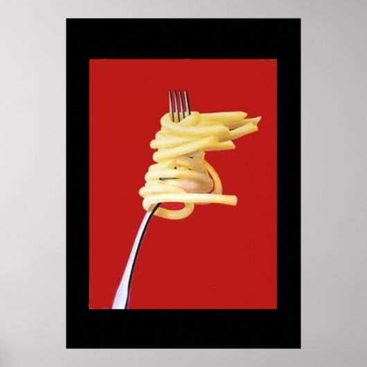Vintage Poster Spaguetti and Fork Red (Voorkant)
