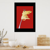 Vintage Poster Spaguetti and Fork Red (Keuken)