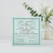 Vintage poster Style Blue & Brown Square Wedding Kaart (Staand voorkant)
