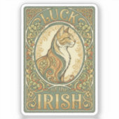 Vintage Poster Style Irish Cat Art Nouveau Sticker (Voorkant)