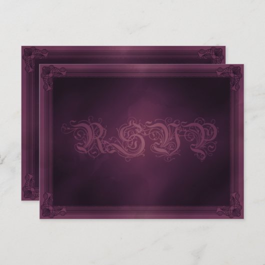 Vintage Poster Style Paars RSVP Briefkaart (Voorkant / Achterkant)