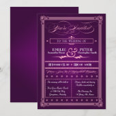 Vintage Poster Style Paarse bruiloft Kaart (Voorkant / Achterkant)