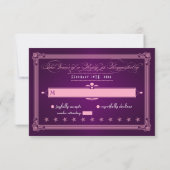 Vintage Poster Style Paarse RSVP-kaarten RSVP Kaartje (Achterkant)