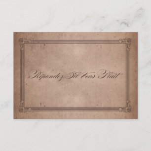 Vintage Poster Style Rustic Cocoa Wedding RSVP Kaartje