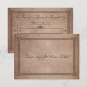 Vintage Poster Style Rustic Cocoa Wedding RSVP Kaartje (Voorkant / Achterkant)