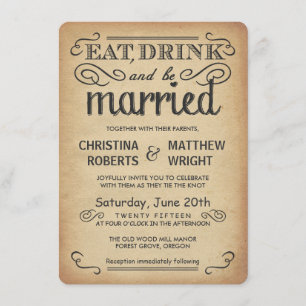Vintage Poster Style Rustic Wedding Invitations Kaart