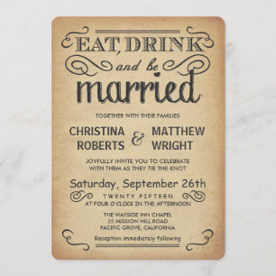 Vintage Poster Style Rustic Wedding Invitations Kaart