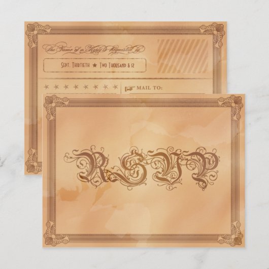 Vintage Poster Style Sepia RSVP Briefkaart (Voorkant / Achterkant)