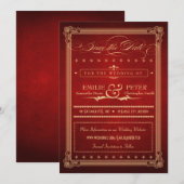 Vintage Poster Sumptuous Red Save the Date (Voorkant / Achterkant)