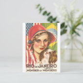 Vintage Poster toerisme Rio de Janeiro Briefkaart (Staand voorkant)