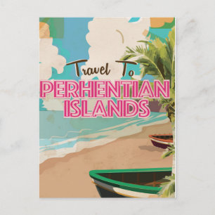 Vintage Poster vakantie van de Perhentiaanse eilan Briefkaart