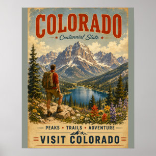 Vintage poster van Colorado berglandschap met zee