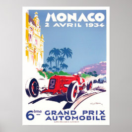 vintage Poster van de Grote Prijs van Monaco van 1