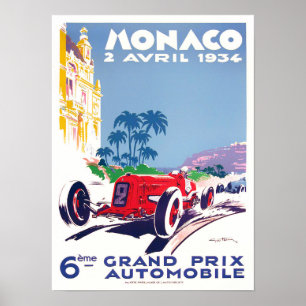 vintage Poster van de Grote Prijs van Monaco van 1
