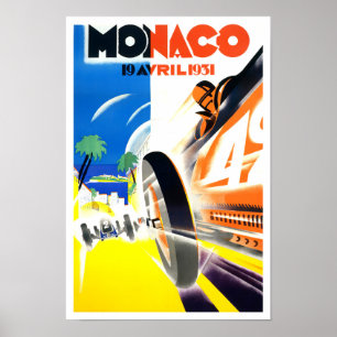 vintage Poster van de Grote Prijs van Monaco van 1