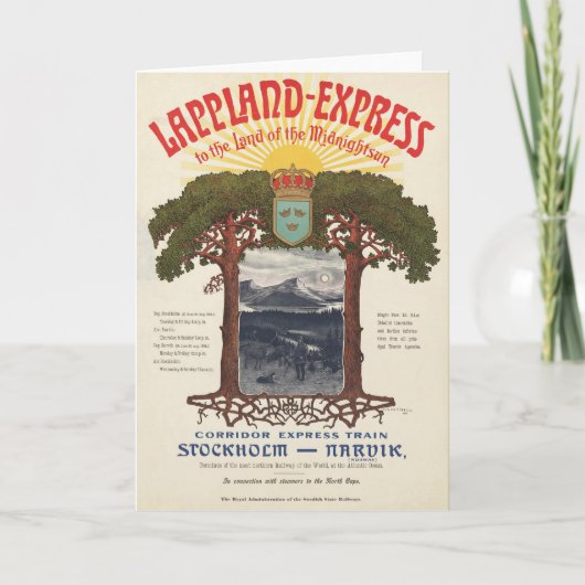 Vintage Poster van de Lappland-Express trein Kaart (Voorkant)
