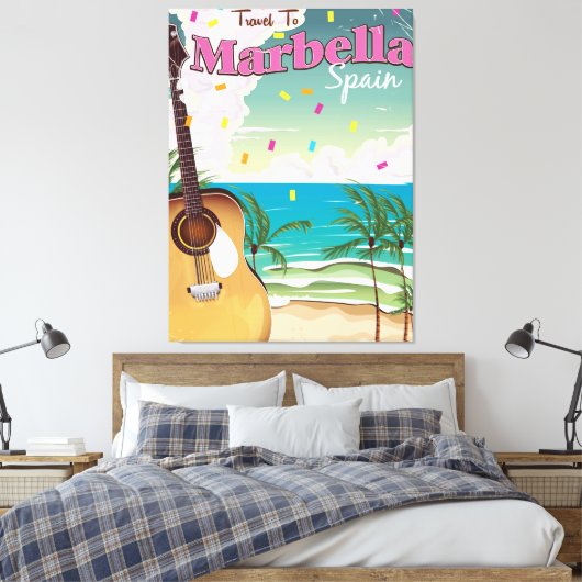 Vintage poster van Marbella Canvas Afdruk (Insitu (Slaapkamer))