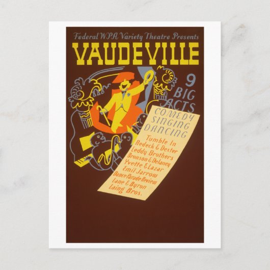 Vintage Poster Vaudeville Illustration Briefkaart (Voorkant)