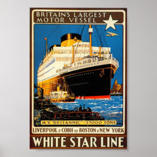 Vintage Poster voor de witte Star Line