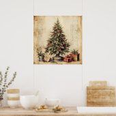 Vintage-Poster voor kerstbomen Poster (Keuken)